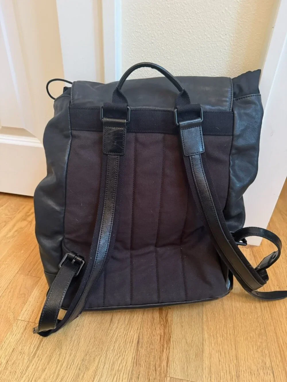 Kenneth Cole Leather Laptop Backpack - Black